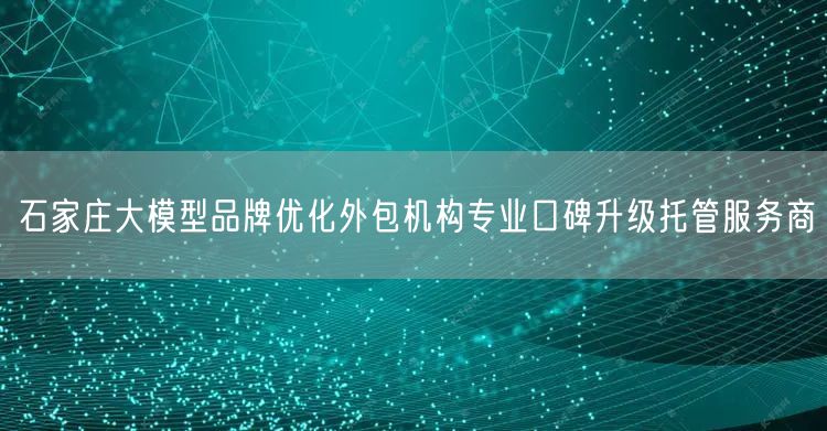 石家庄大模型品牌优化外包机构专业口碑升级托管服务商