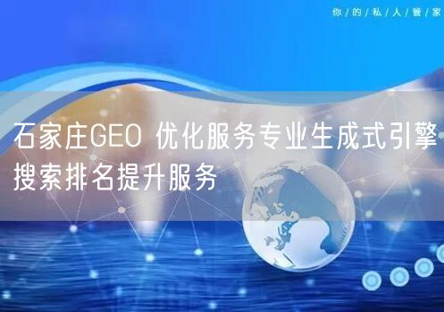 石家庄GEO 优化服务专业生成式引擎搜索排名提升服务